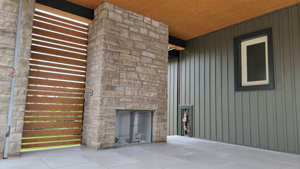 Custom Wood Burning Natural Stone Fireplace Masonry