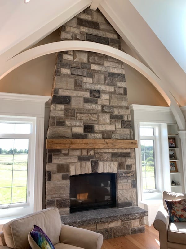 Custom Wood Burning Natural Stone Fireplace Masonry